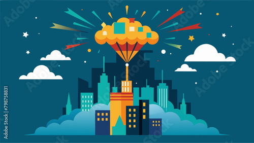 As the fireworks shoot higher into the sky the city seems to shrink in comparison reminding onlookers of the incredible feats of human engineering and. Vector illustration