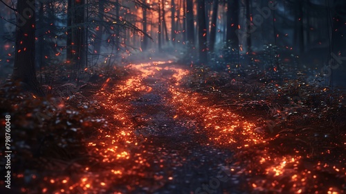 A serene moment captured as glowing embers gently drift down to the ground, leaving a trail of warmth in their wake