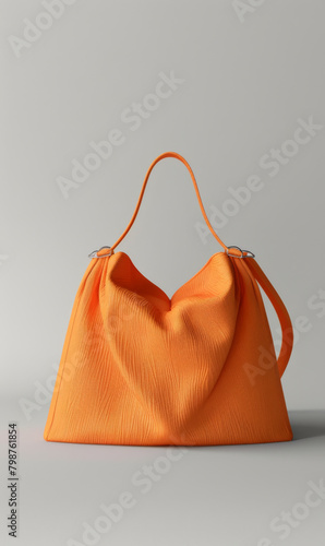 Luxury high fashion bag 3d designed, front view ad mockup, isolated on a white and gray background.