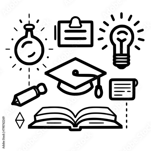 Education icon, student icon, teacher icon, university icon, computer icon, learning icon, school icon, studying icon, graduation icon, library icon, technology icon, backpack icon, certificate