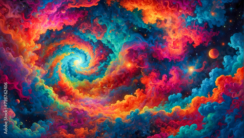 Colorful psychedelic volcanic clouds high quality background