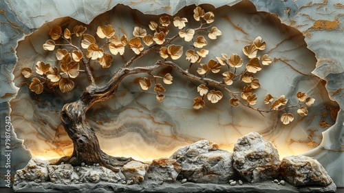 relief 3d tree wallpaper