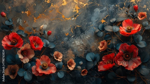 3d  flowers background wallpaper © Art Wall