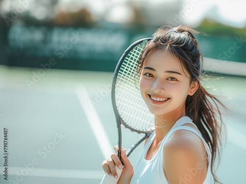 笑顔のテニスプレイヤー