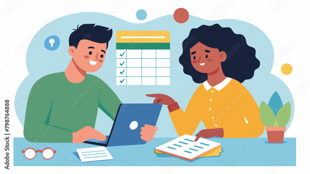 A young couple sits down with their budget spreadsheet excitedly planning the details of their road trip across the country. A young couple sits down with their budget spreadsheet excitedly planning the details of their road trip across the country.