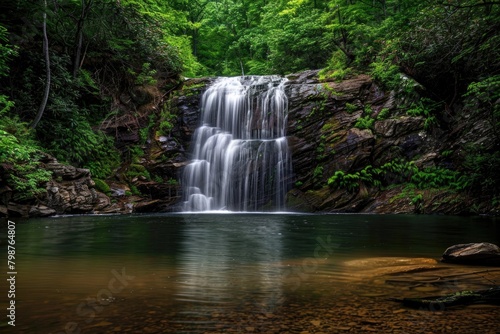 North Carolina Waterfall: Upper Catawba Falls in the Beautiful Mountain Forest