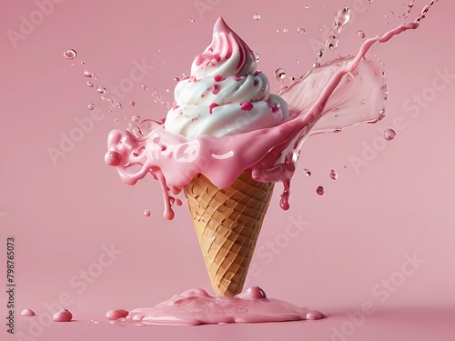 strawberry ice cream splash high quality image HD 
