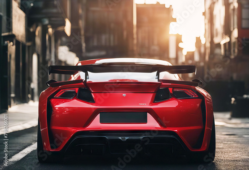 'view rear sports background red black car automotive isolated electric eco dream power concept prototype ecology dynamic engine vehicle tire elegant automobile wheel transport motor metallic' photo
