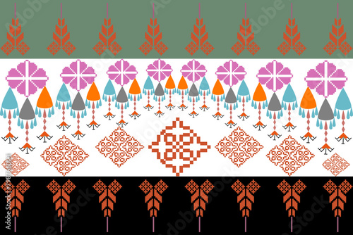 Abstract ethnic geometric pattern design for background or wallpaper.
Figure tribal embroidery. Indian, Scandinavian, Gypsy, Mexican, folk pattern.