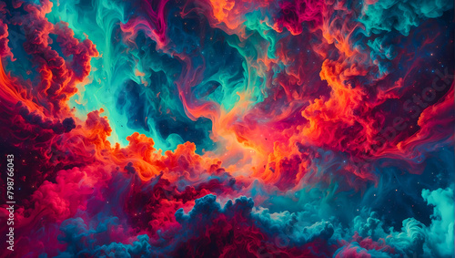 Colorful psychedelic volcanic clouds high quality background