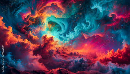 Colorful psychedelic volcanic clouds high quality background © The A.I Studio