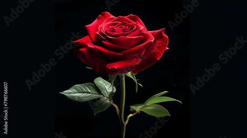 Red Rose Romance on black background