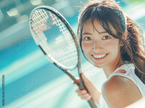 笑顔のテニスプレイヤー © Haru Works