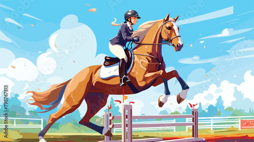 Advertising colorful poster for horse riding school