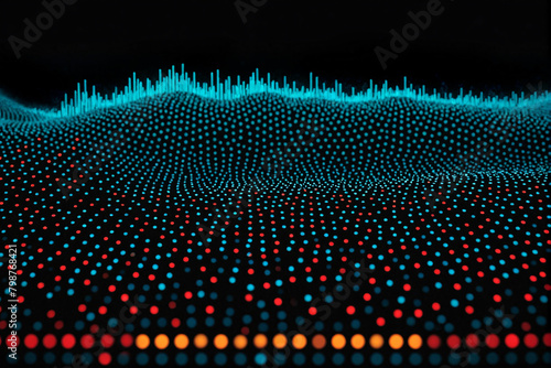abstract background illustration with dots pattern. Colored music wave. Big data digital code
