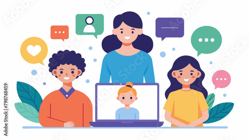 An online forum serves as a safe space for parents of neurodivergent children to share their personal stories and connect with others who face similar. Vector illustration