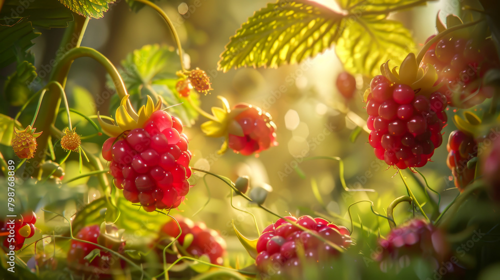 A close up of a bunch of red raspberries A close up of a bunch of red raspberries