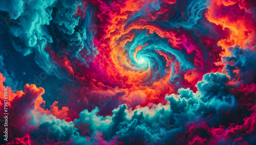 Colorful psychedelic volcanic clouds high quality background