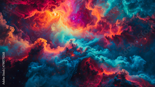 Colorful psychedelic volcanic clouds high quality background