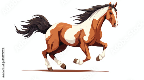 American Paint horse galloping. Stallion equine ani