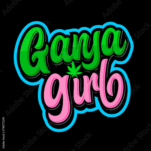 GANJA GIRL LETTERING LOGO DESIGN FOR CANNABIS LOVER