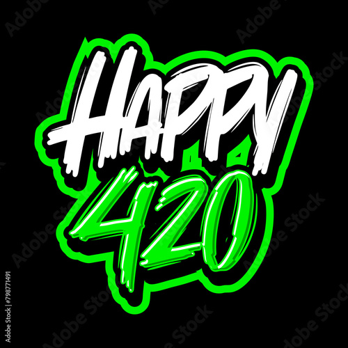 HAPPY 420 LETTERING DESIGN FOR CANNABIS DAY