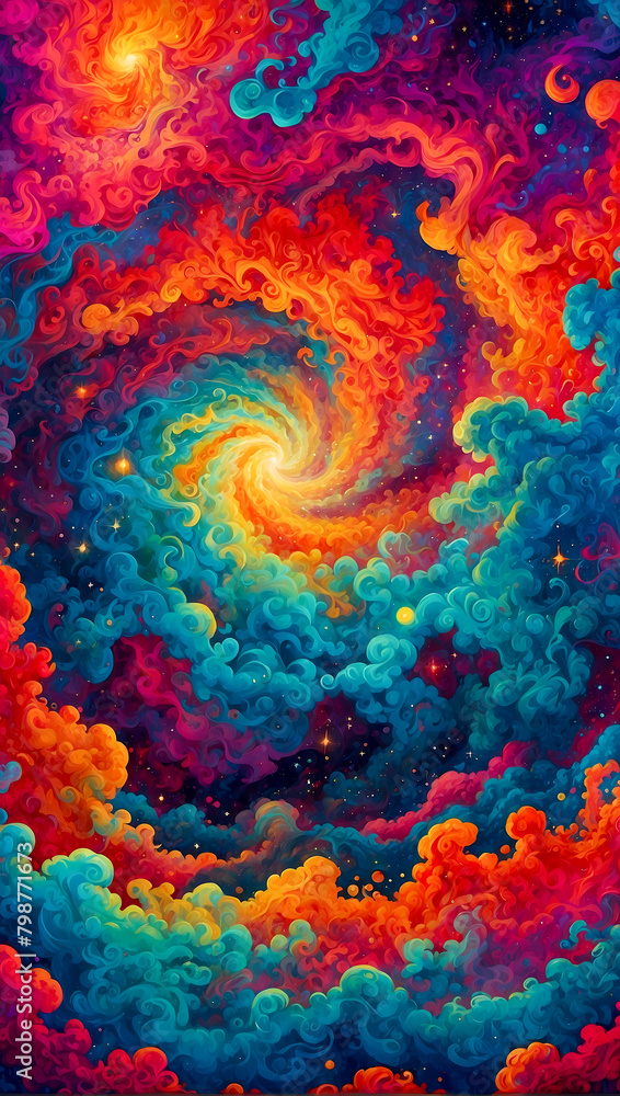 Colorful psychedelic volcanic clouds high quality background