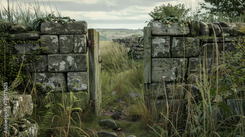 The gate is open and the grass is overgrown
