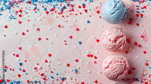 Festive Ice Cream Treat with Colorful Splatter Pattern Background