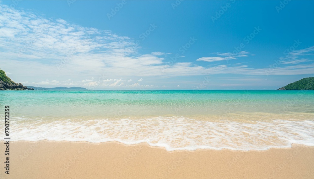 beautiful sandy beach and soft blue ocean wave
