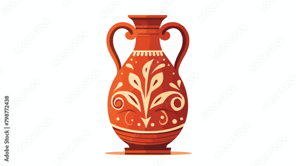 Ancient ornamented hellenic amphora. Old greek clay