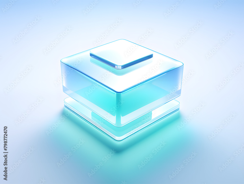 3D blue cube on white background 3D blue cube on white background