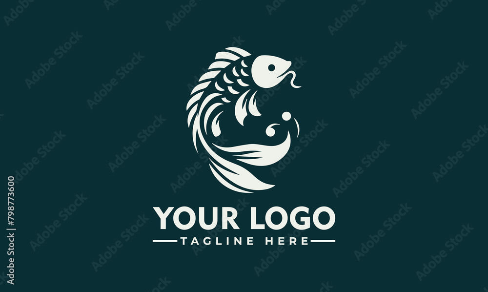 koi fish farming vector logo art grudge koi fish illustration koi fish logo vector icon illustration