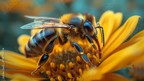 bee on flower 4k wallpaper