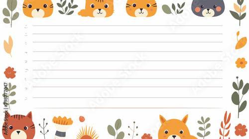 Cute diary page template with lines for notes. Note photo