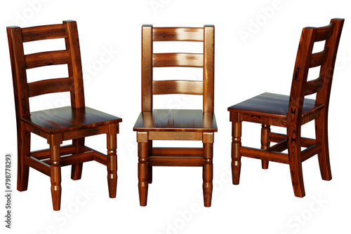 Antique wooden chair on transparent background. 3D Render