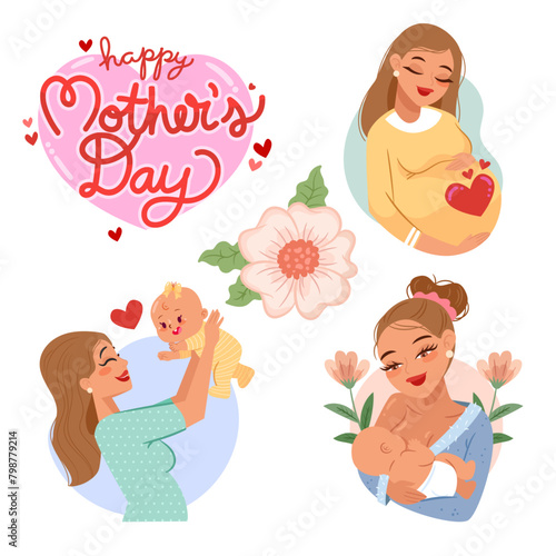 Mother's Day Vector Illustration Set (ID: 798779214)