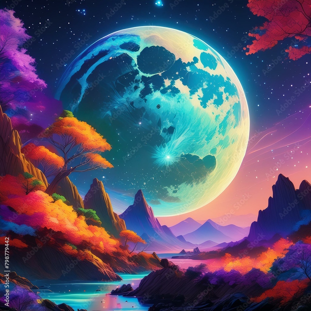 Illustration of colorful Moon Illustration of colorful Moon