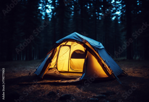 Illuminated tent night camping