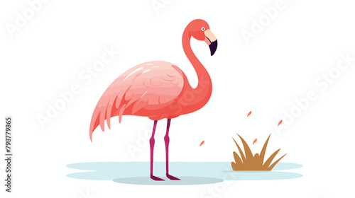Cute flamingo pink bird in Scandinavian style. Exot