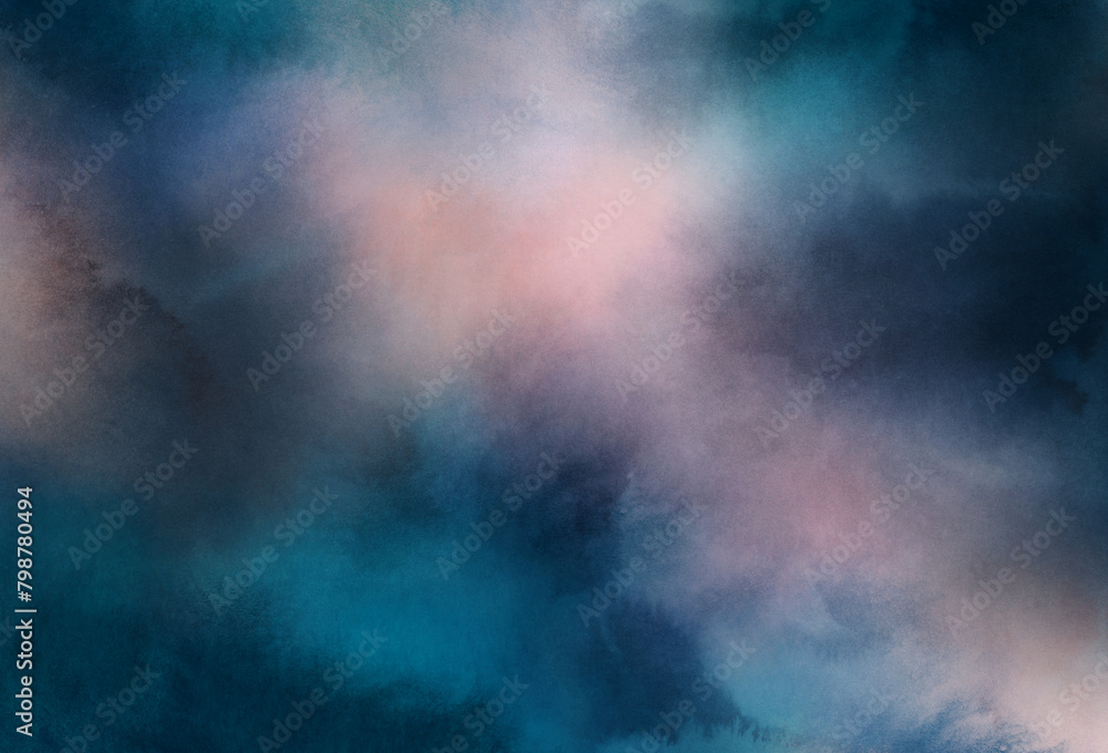 Abstract background. Beautiful watercolor clouds. Versatile artistic image for creative design projects: posters, banners, cards, covers, magazines, prints, brochures, wallpapers. Artist-made art.