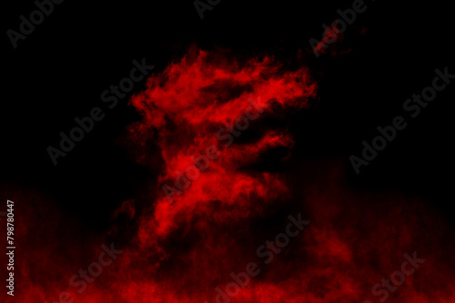 Textured cloud  Abstract red isolated on black background