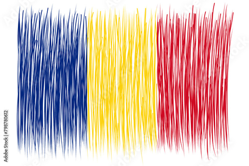 national flag of chad design template transparent, chad flag brush stroke flag png transparent