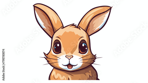 Cute funny face of bunny. Baby rabbits head portrai © Hyper