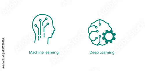 Advanced Learning Vector Icons: Machine Learning, Deep Learning