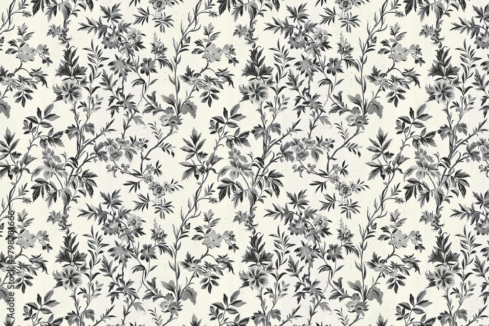 Toile floral pattern tapestry. Vintage botanical wallpaper pattern. Background image. Created with Generative AI technology