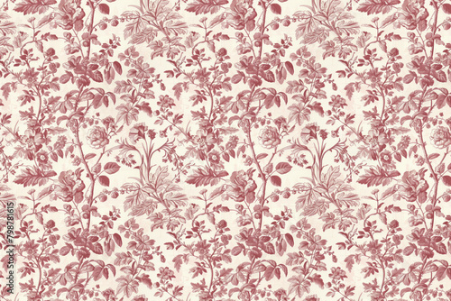 Toile floral pattern tapestry. Vintage botanical wallpaper pattern. Background image. Created with Generative AI technology