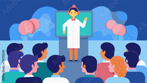 With a presentation that included videos graphics and personal testimonies a neurodivergent advocate captivated the audience at a TED talk spreading. Vector illustration