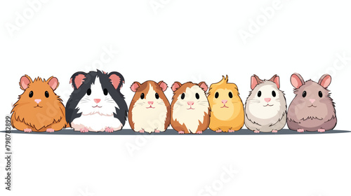 Cute guinea pigs border. Funny cavies long banner.