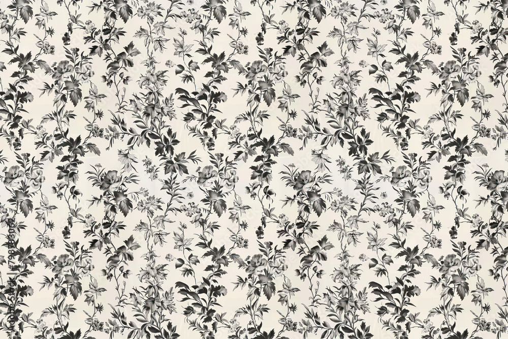 Toile floral pattern tapestry. Vintage botanical wallpaper pattern. Background image. Created with Generative AI technology